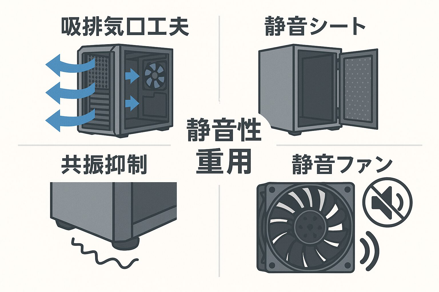 静音性重視にPCケースの特長